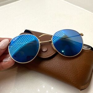 Ray Ban Round Flash Blue Lens Sunglasses